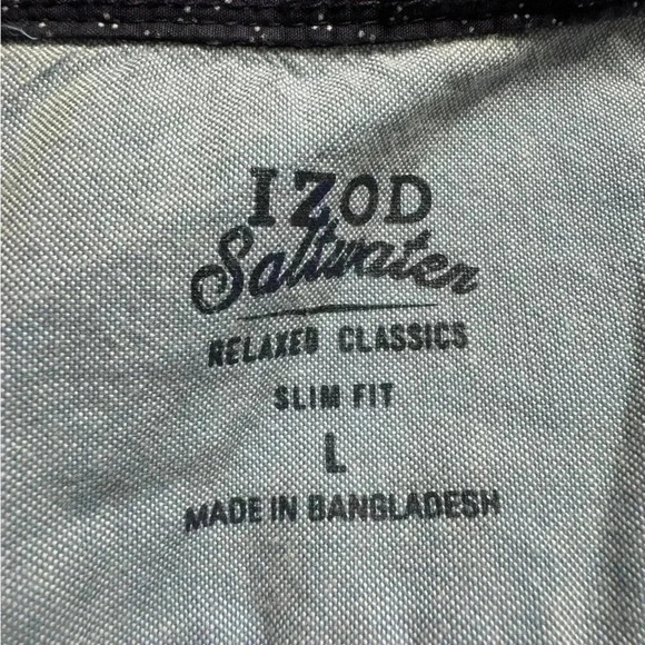 IZOD Saltwater Shirt Mens Large Slim Fit Relaxed Classics Button Up Long Sleeve - Picture 9 of 11